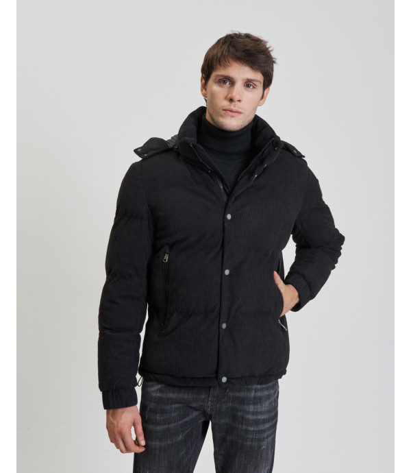 Cord padded jacket with hood