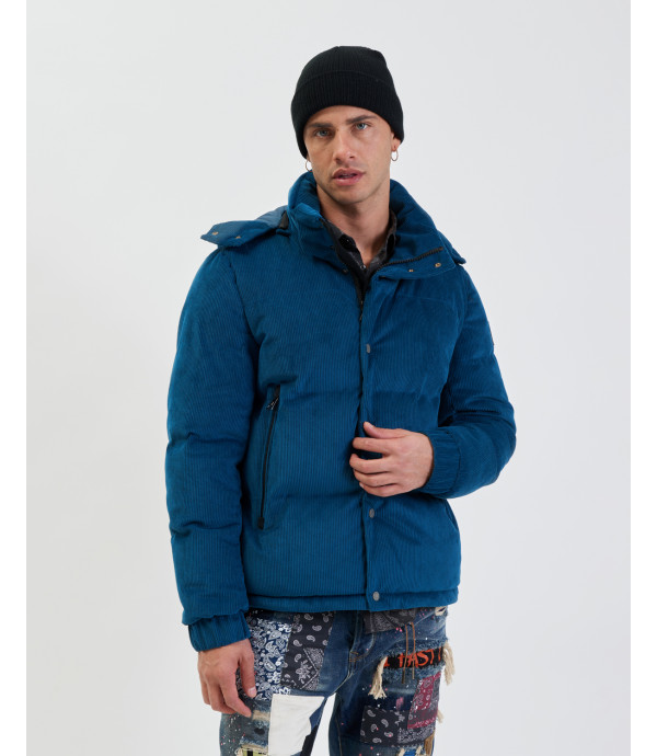 Cord padded jacket with hood