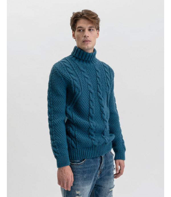 Cable knit turtleneck sweater