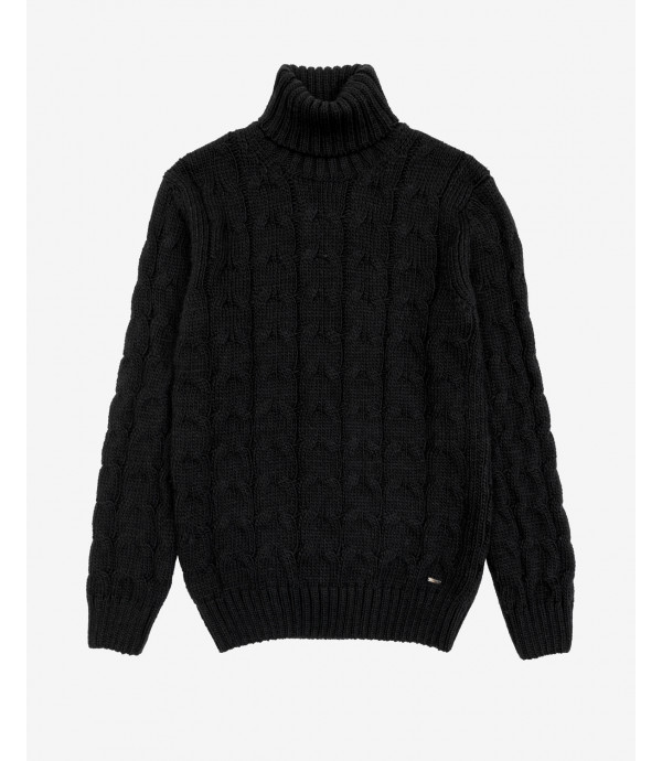 Cableknit turtleneck sweater