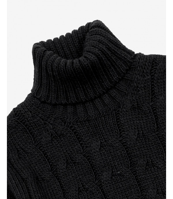 Cableknit turtleneck sweater