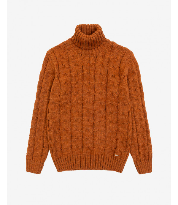 Cableknit turtleneck sweater