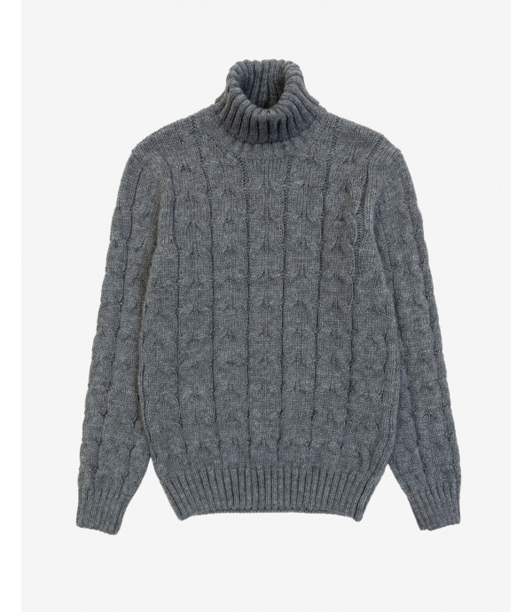Cableknit turtleneck sweater