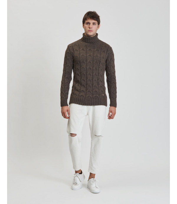Cableknit turtleneck sweater