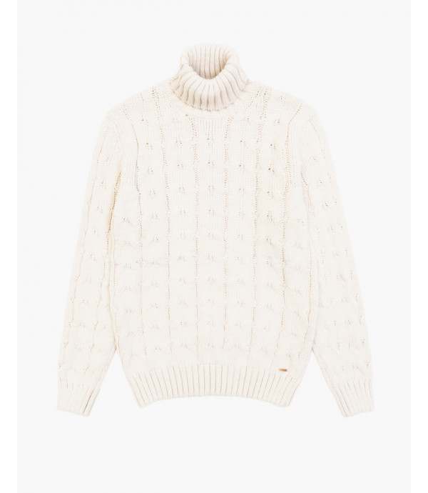 Cableknit turtleneck sweater