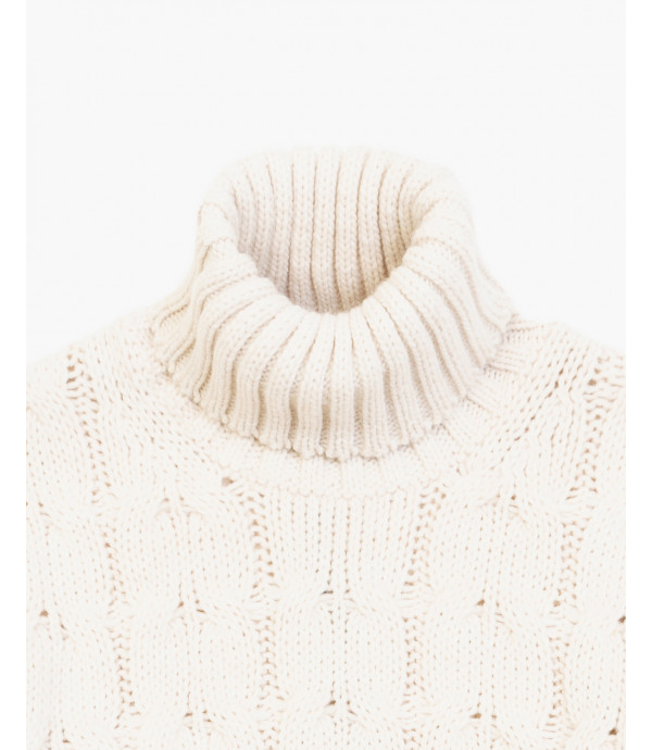 Cableknit turtleneck sweater