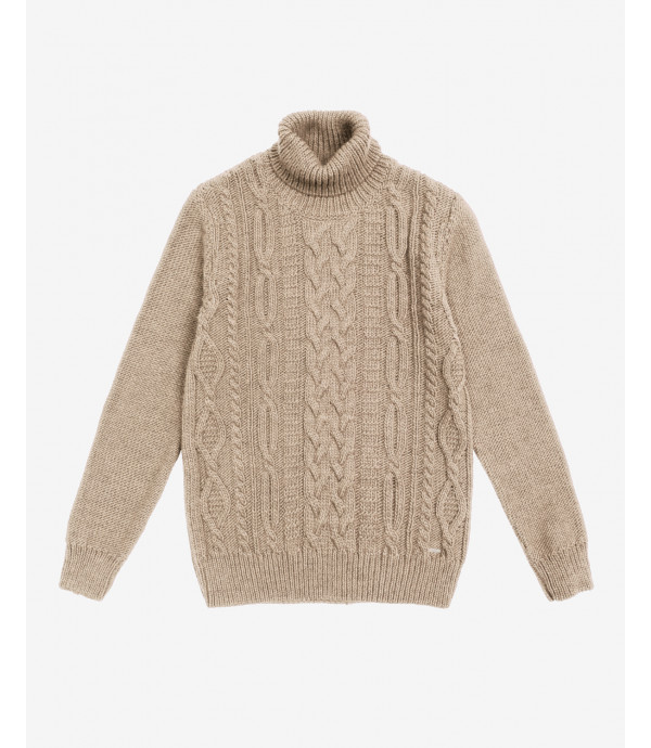 Cableknit turtleneck sweater