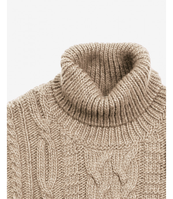 Cableknit turtleneck sweater