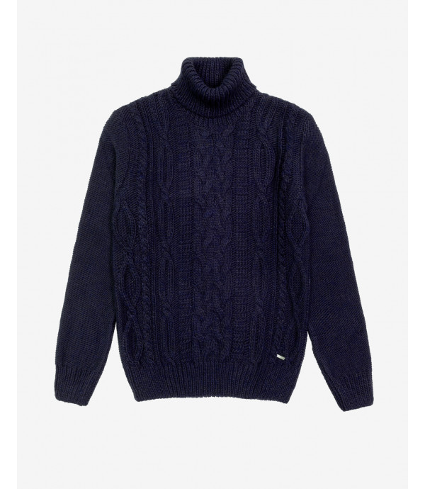 Cableknit turtleneck sweater