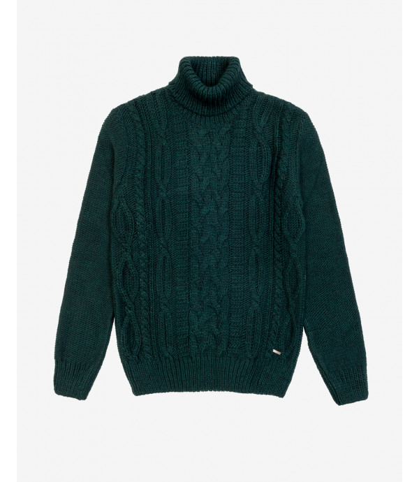 Cableknit turtleneck sweater