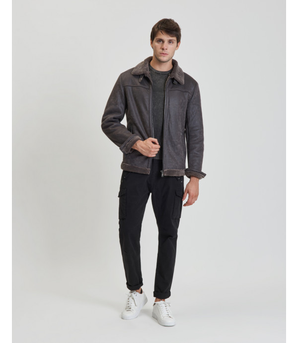 Shearling jacket in faux-leather