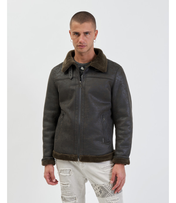 Shearling jacket in faux-leather