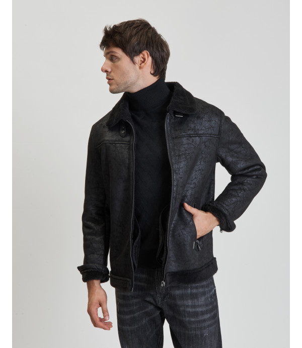 Shearling jacket in faux-leather