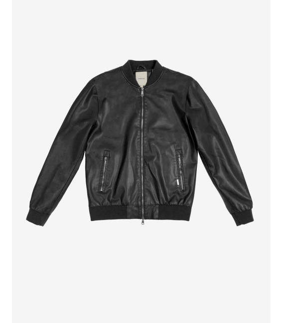 Faux-leather bomber jacket