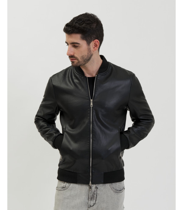More about Faux-leather bomber jacket
