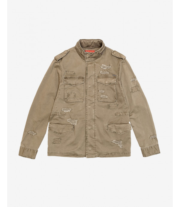 Field jacket with rips