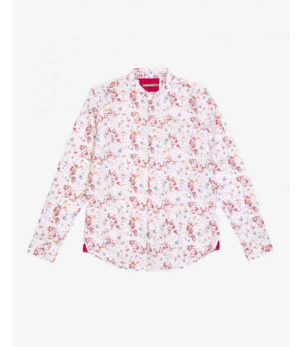 Mandarin collar shirt with floral print