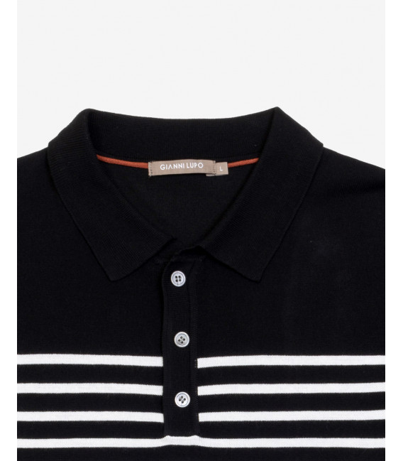 Knitted striped polo shirt
