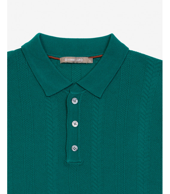 Textured knitted polo shirt