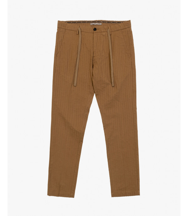 Slim fit trousers in tonal contrast stripes