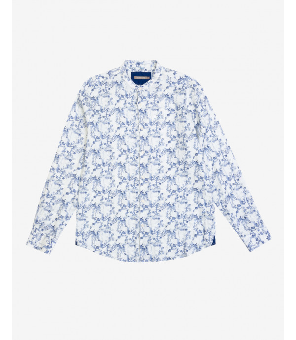 More about Mandarin collar shirt with floral print in linen