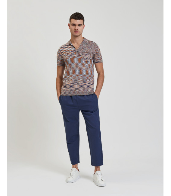 Optical effect knitted polo shirt