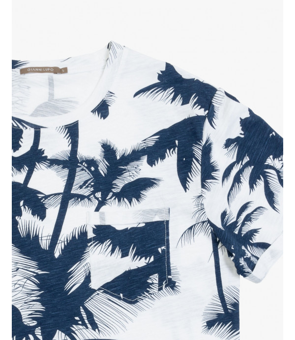 T-shirt con taschino stampa palme