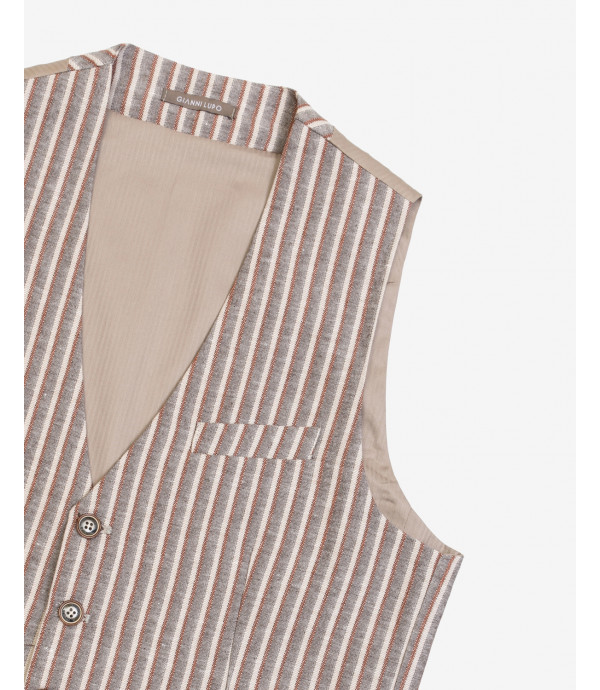 Striped waistcoat in linen blend