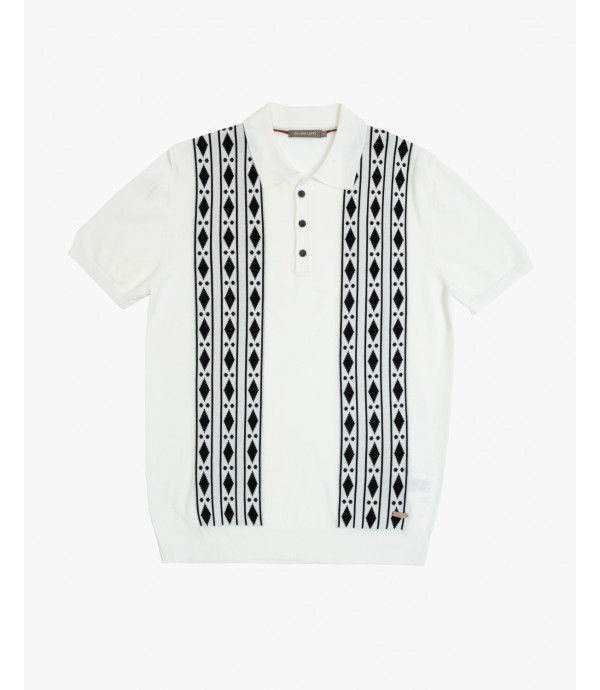 Knitted polo shirt with geometrical pattern