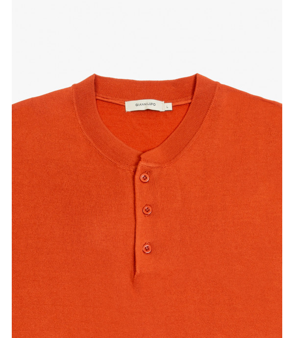 Knitted mandarin collar polo shirt