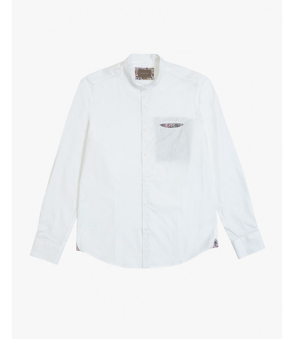 Mandarin collar shirt in cotton with pocket