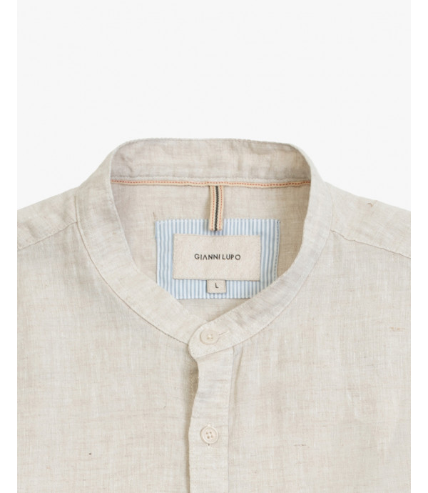 Mandarin collar linen shirt