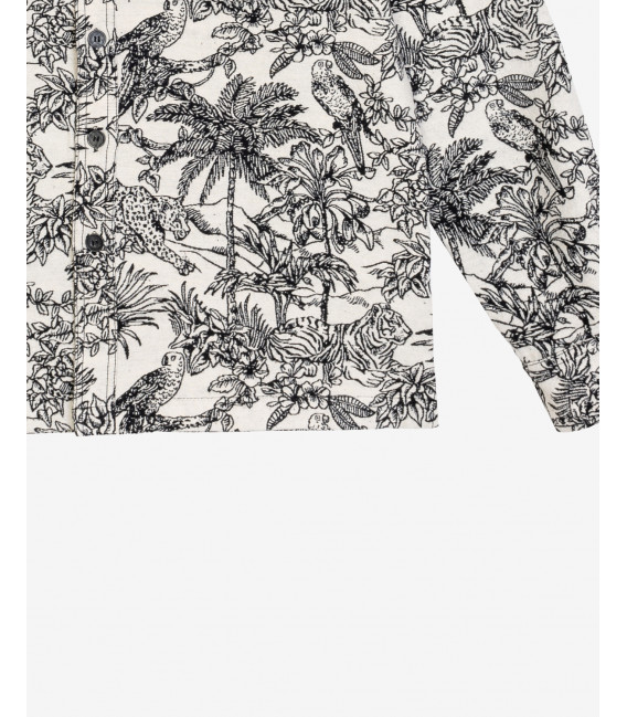 Tropical motif embroidered overshirt