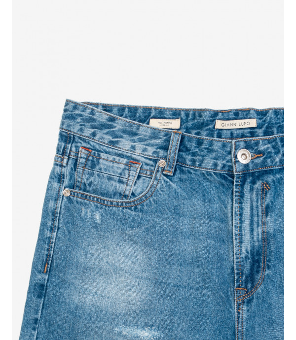 THOMAS oversize fit jeans shorts with scratches