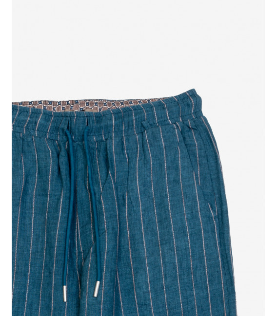 Pantaloni LEONARD regular fit in lino a righe