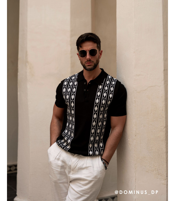 More about Knitted polo shirt with geometrical pattern