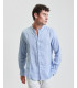 Mandarin collar linen shirt