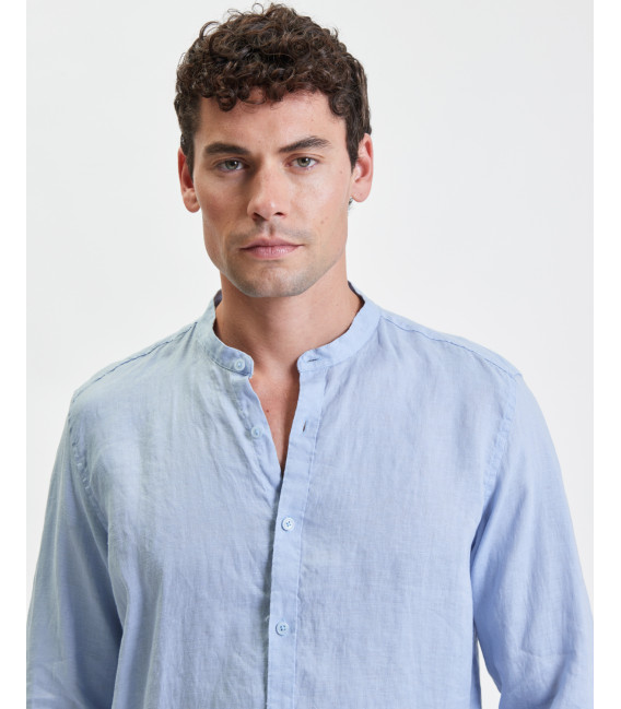 Mandarin collar linen shirt