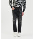 MIKE95 carrot cropped jeans with rips in black