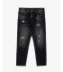MIKE95 carrot cropped jeans with rips in black
