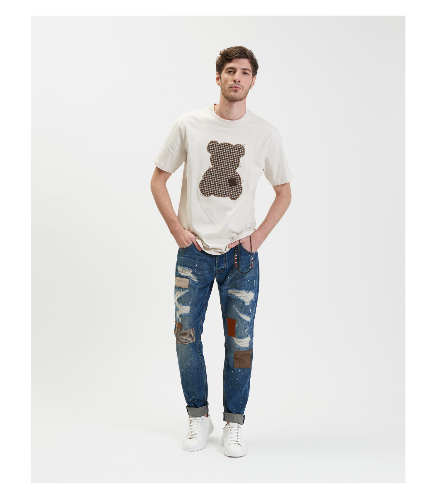 BRUCE regular fit jeans with rips and patches Gianni Lupo