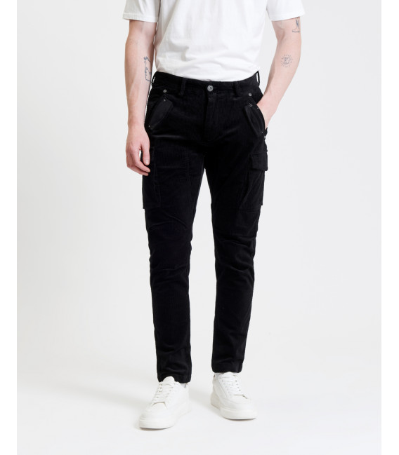 Pantaloni cargo slim fit in velluto a coste
