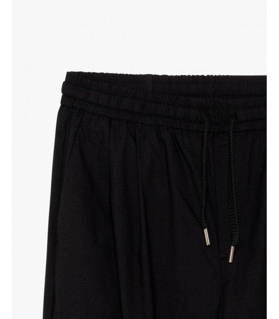Wide leg drawstring trousers with double pleats