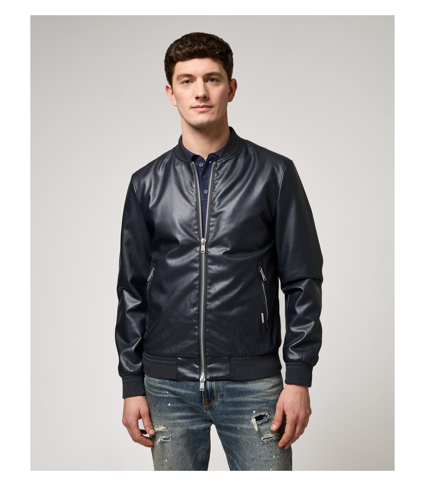 Faux-leather bomber jacket Gianni Lupo