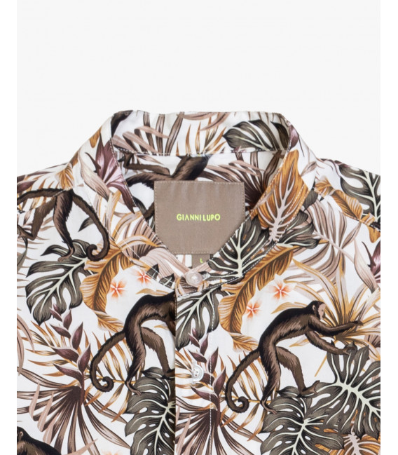 Printed mandarin shirt
