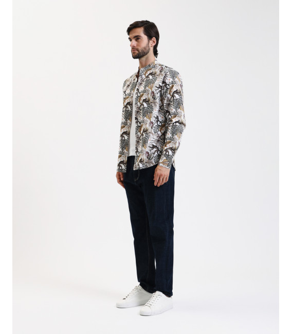 Printed mandarin shirt