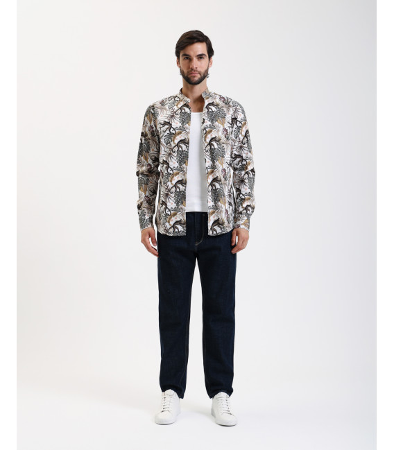Printed mandarin shirt