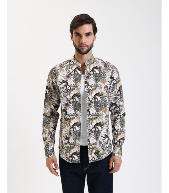 Printed mandarin shirt