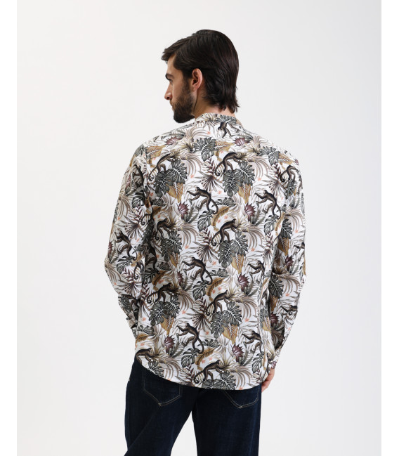 Printed mandarin shirt