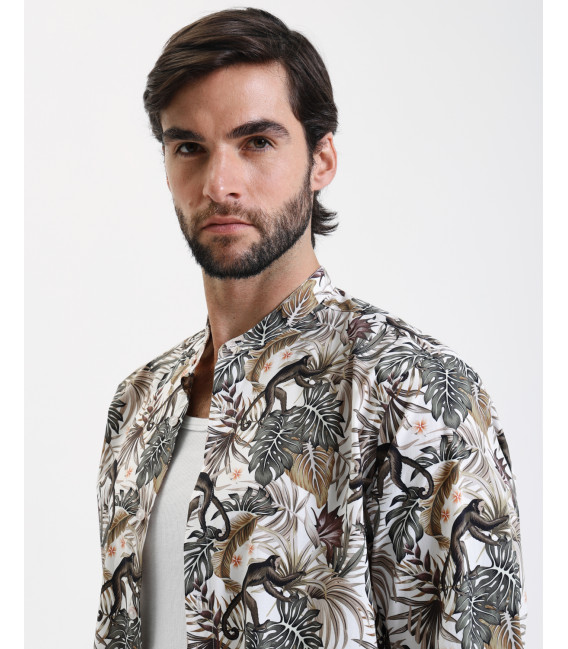 Printed mandarin shirt